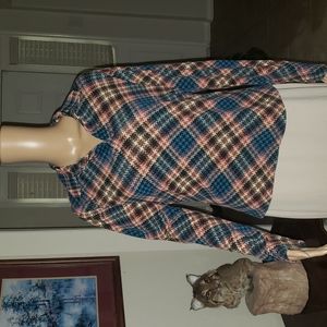 Marisfrolg 40 unique European patchwork plaid collared vneck metallic gold